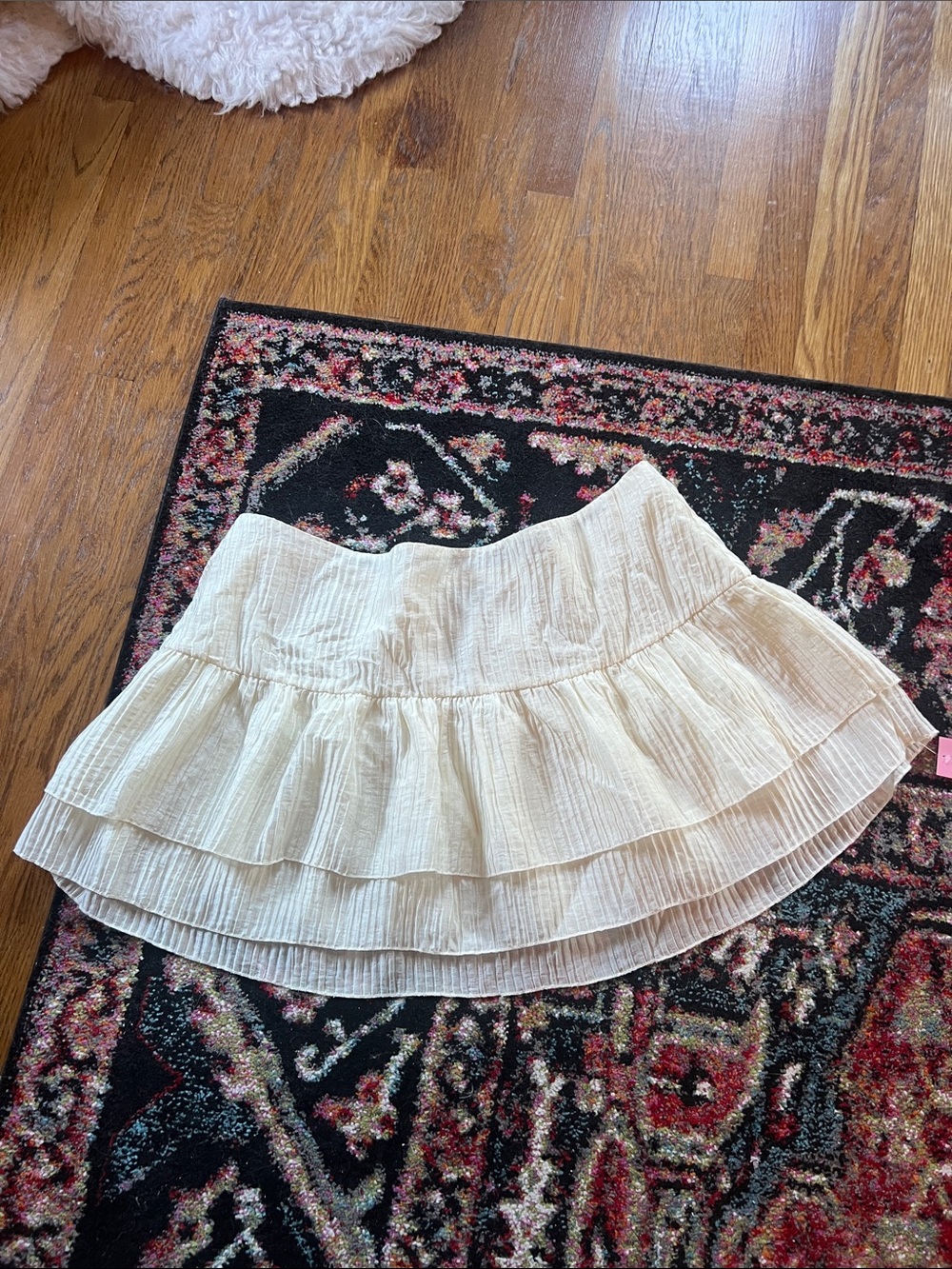 PrettyLittleThing Cream Layered Ruffle Mini Skirt